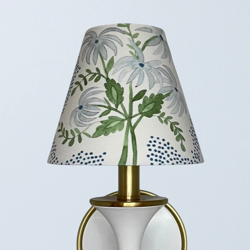 Blue Floral Sconce Shade in Pearl&