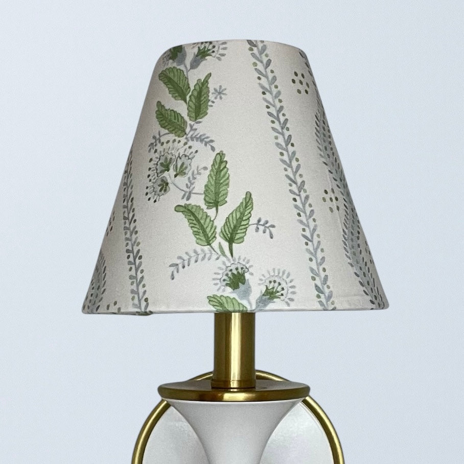 Blue and Green Floral Sconce Shade in Emma Stripe