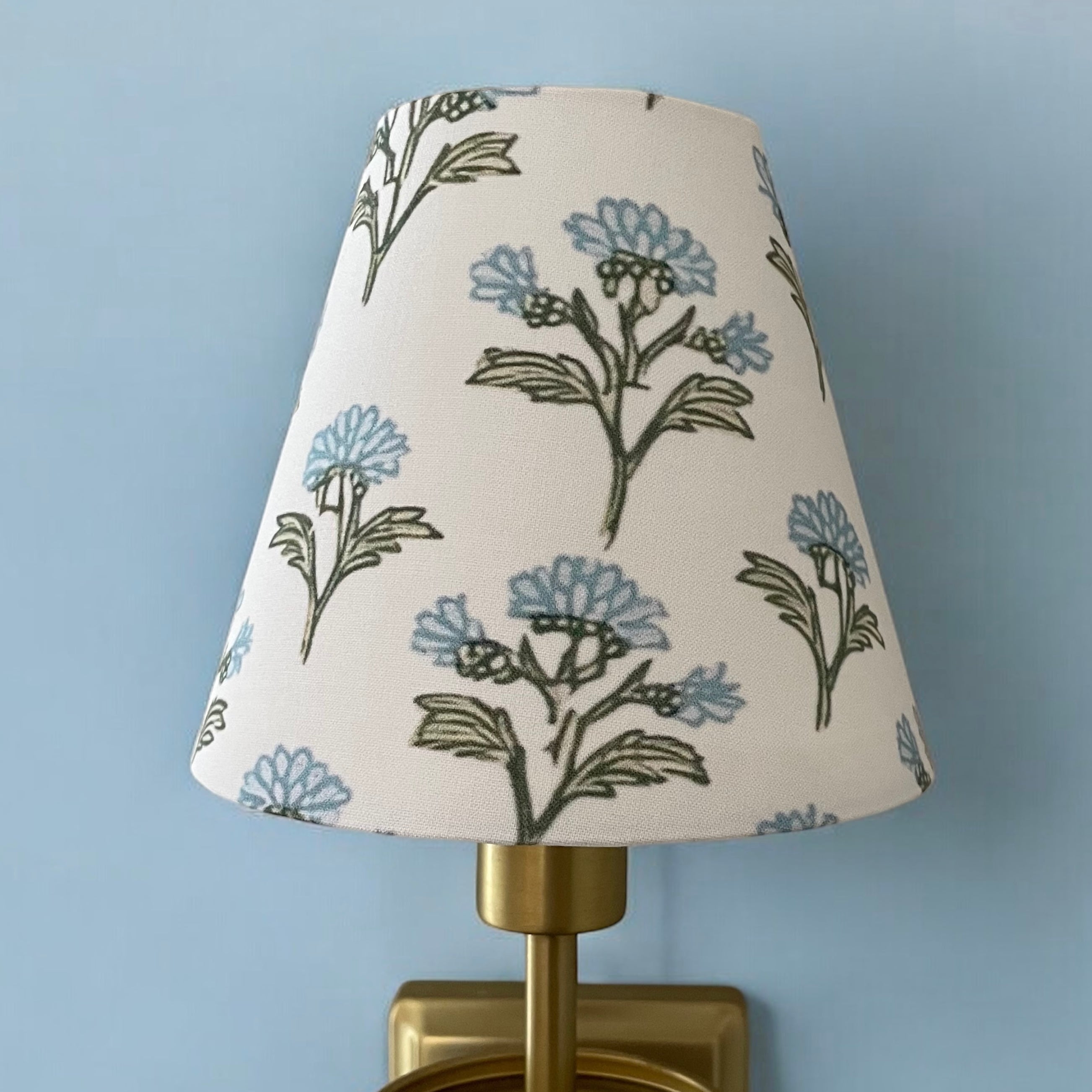 Blue Floral Sconce Shade in Sprig
