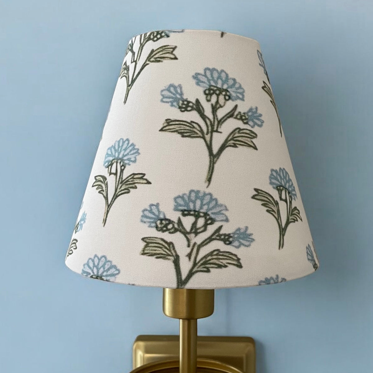Blue Floral Sconce Shade in Sprig