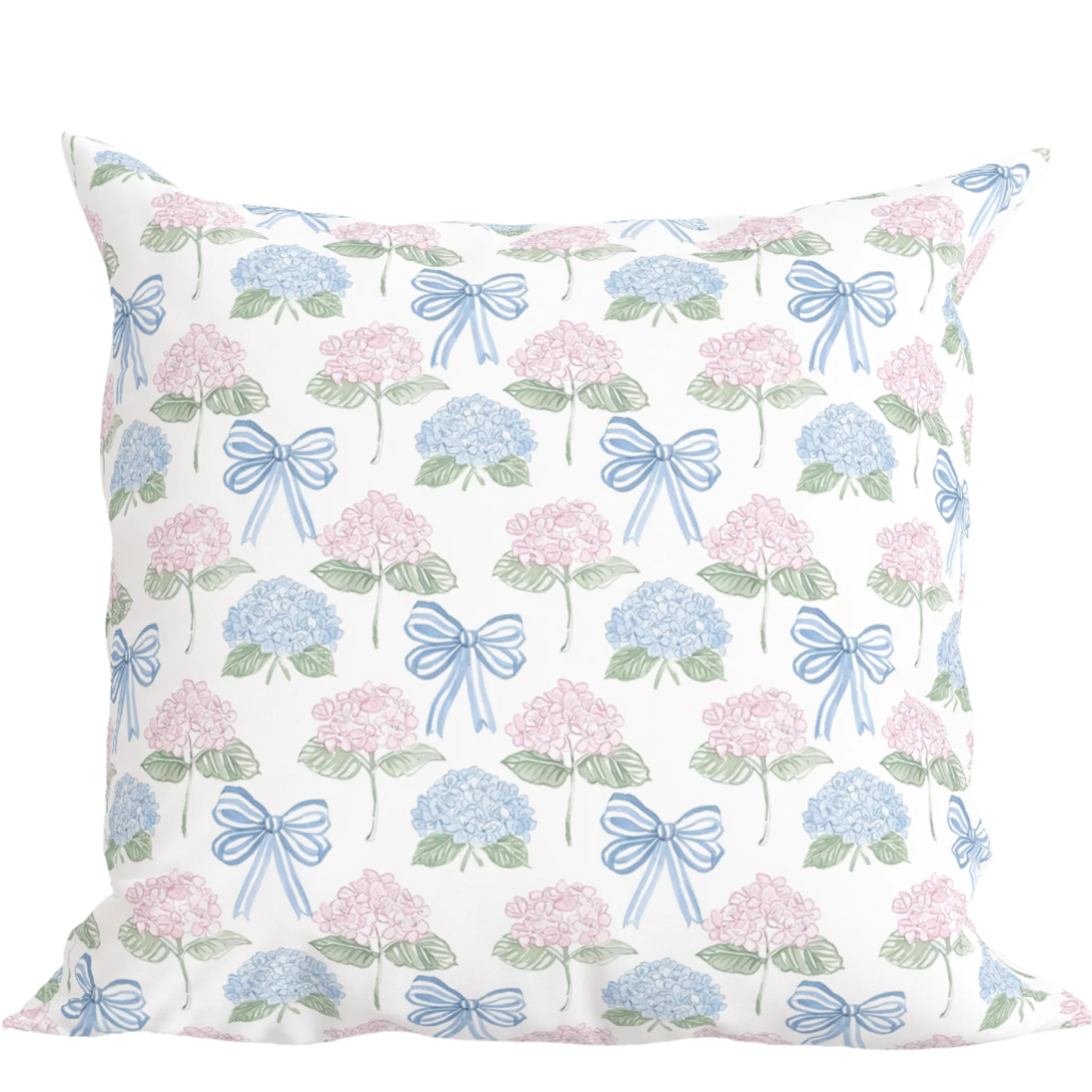 Floral Bow Pillow in Hydrangea Hills