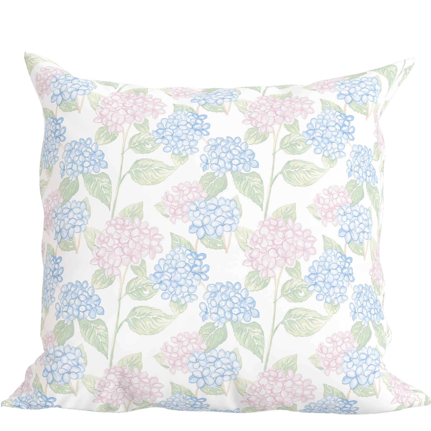 Pink Floral Pillow in Hydrangea Garden