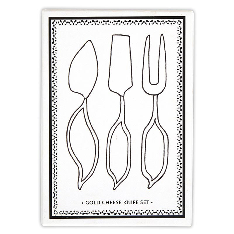 Leaf-Shaped Handle Cheese Knives - Gold