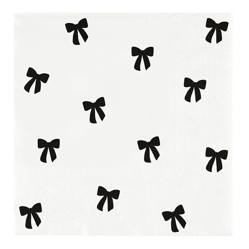 Ceramic Napkin Tray + Napkins - Black Bows