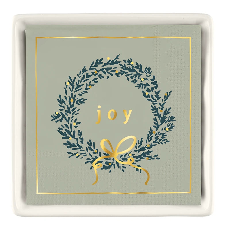Ceramic Napkin Tray + Napkins - Joy