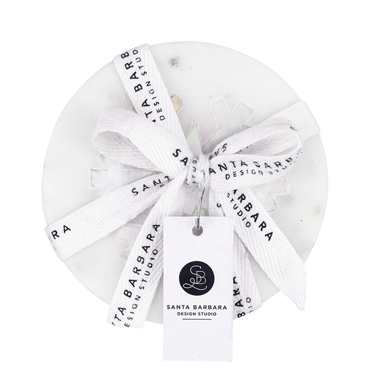 Mother Of Pearl Snowflake Marble Coasters - Set of 4