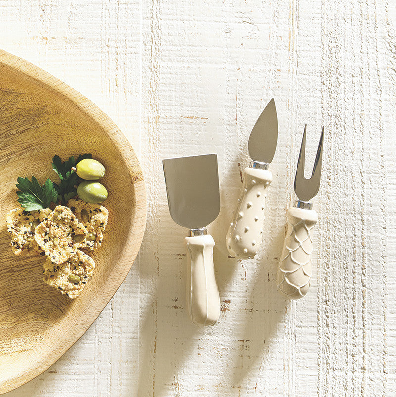 Ceramic Cheese Knives - White - Set of 3