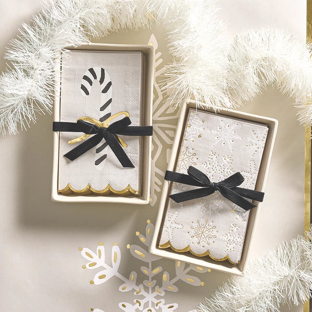 Ceramic Guest Napkin Tray + Napkins - Candy Cane