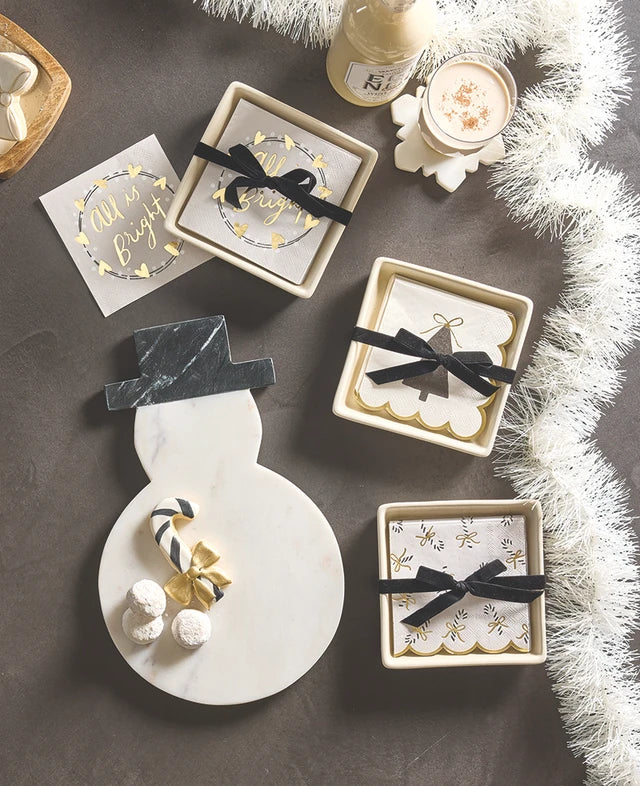 Ceramic Napkin Tray + Napkins - All is Bright
