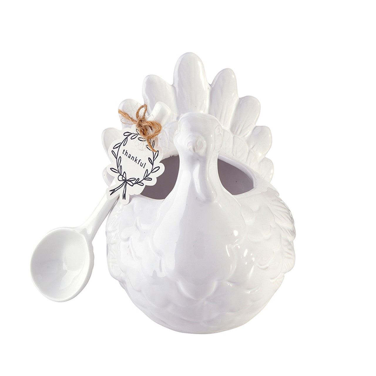 Ceramic Turkey Gravy Boat + Spoon