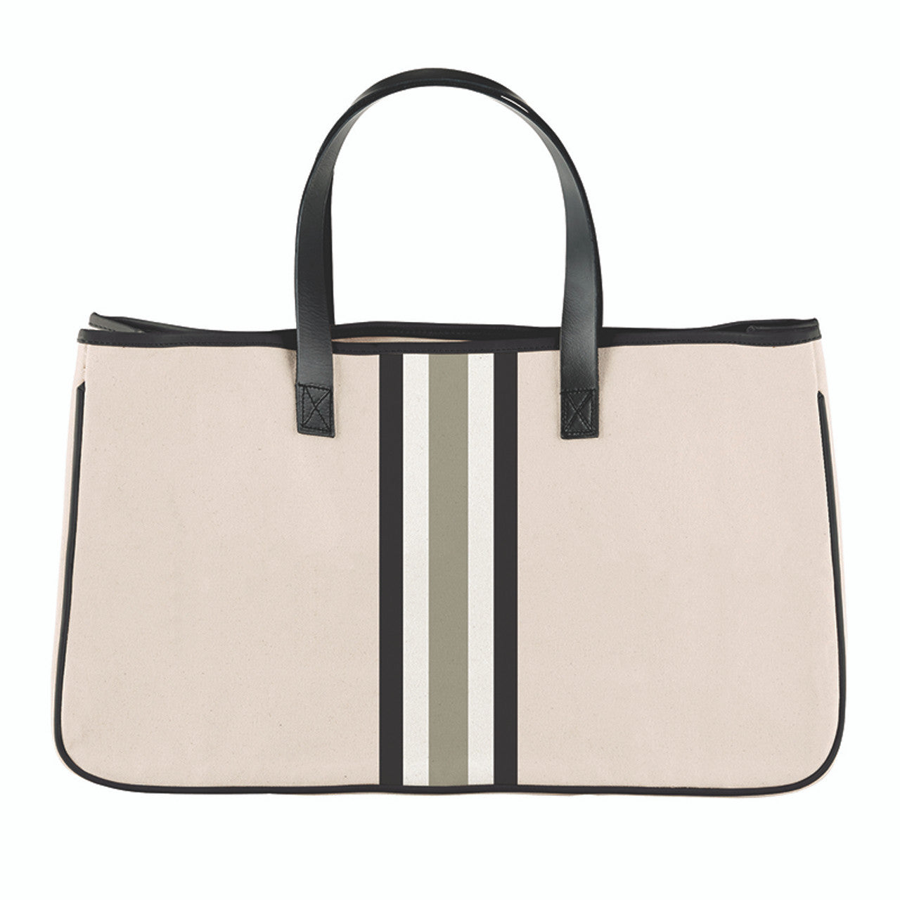 Racer Stripe Canvas Tote - Blush + Grey Stripes