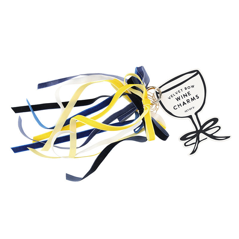 Velvet Bow Wine Charm - Set of 6 - Oyster