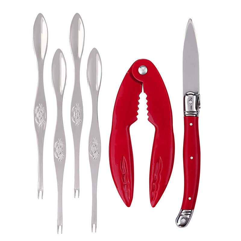 Seafood Tools in Wood Tray - Set of 6