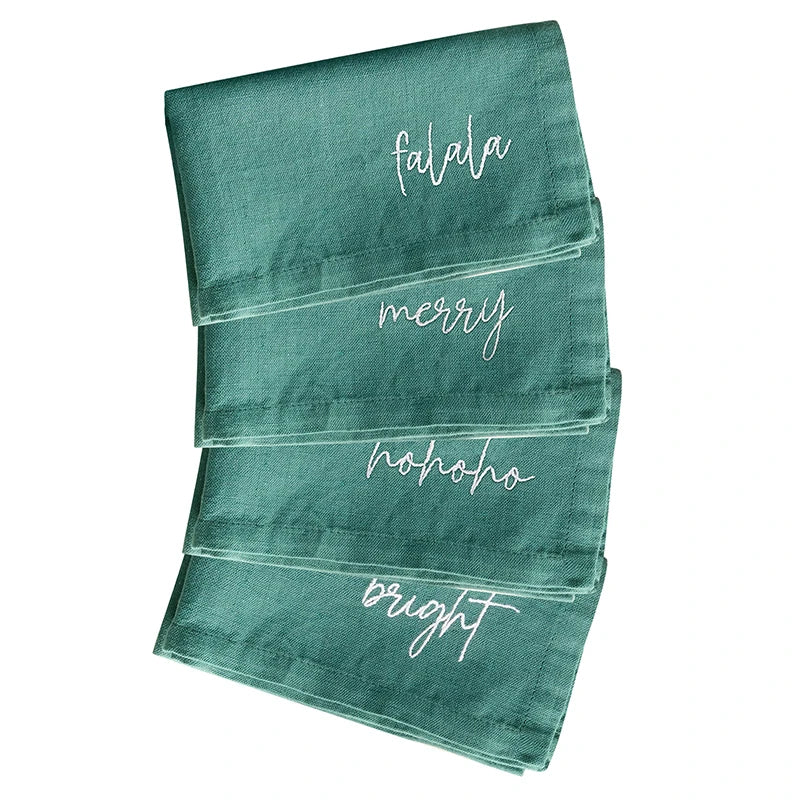Face to Face Embroidered Cotton Napkins - Gather - Set of 4