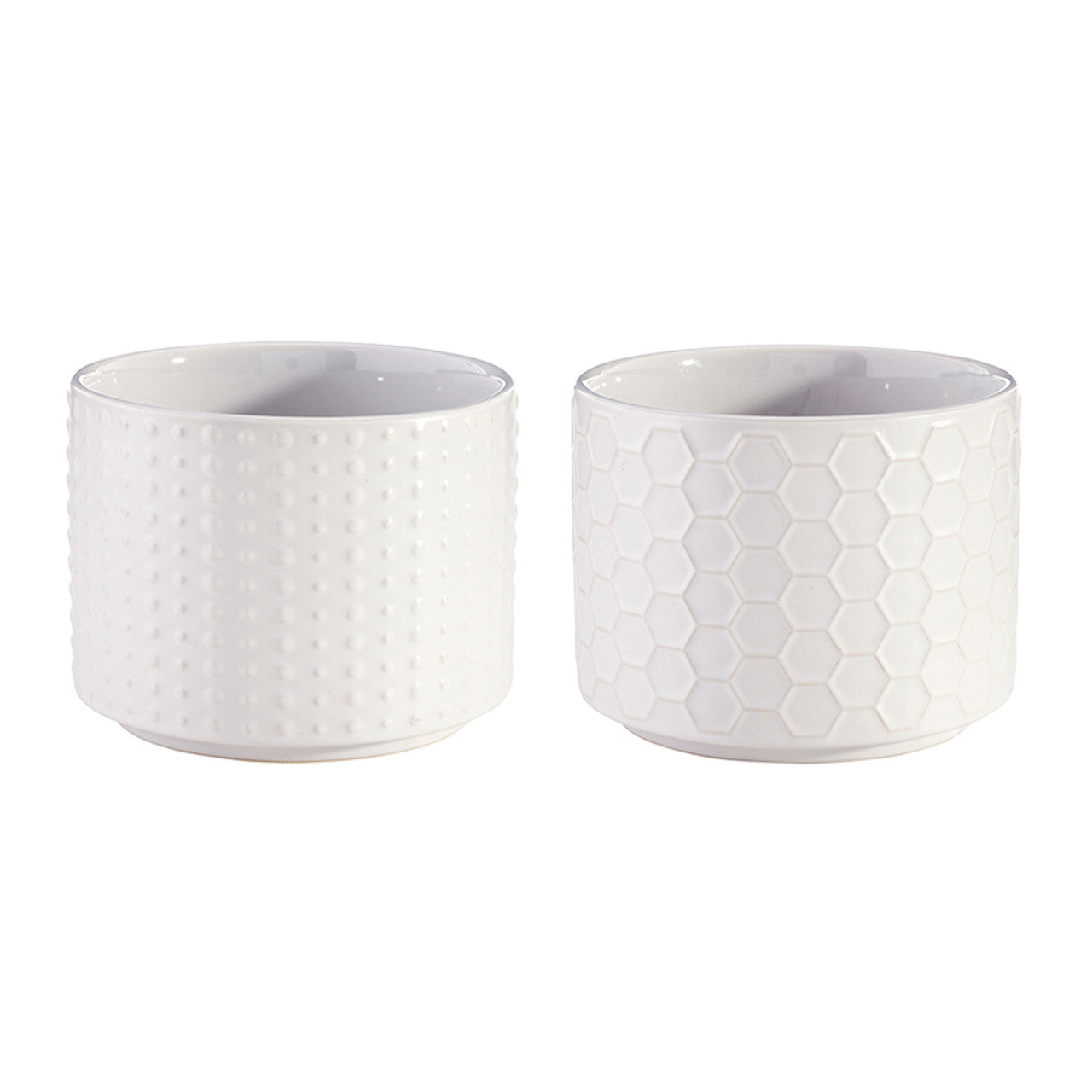 Face to Face Ceramic Bowls - Dots & Honeycomb - Set of 2