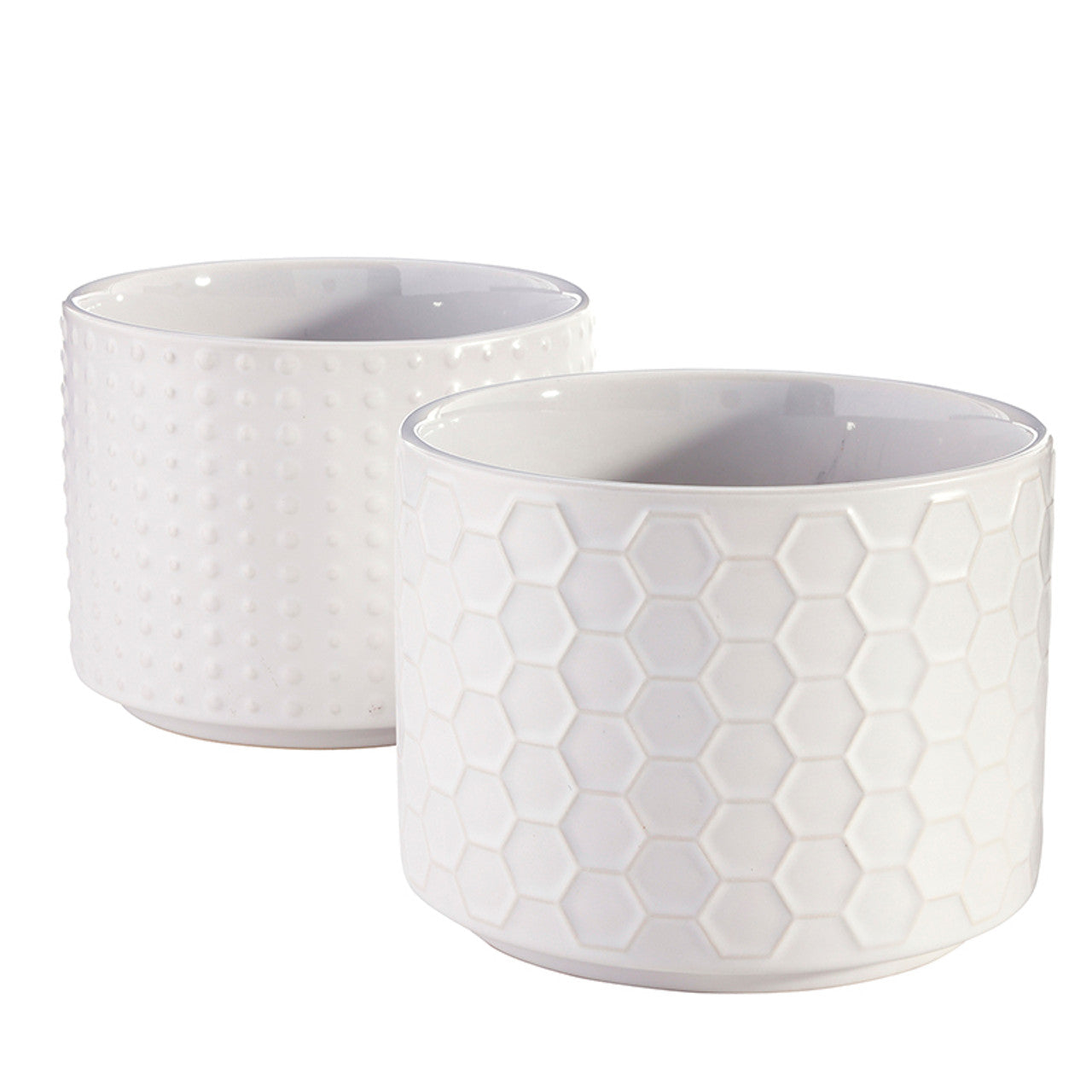 Face to Face Ceramic Bowls - Dots & Honeycomb - Set of 2