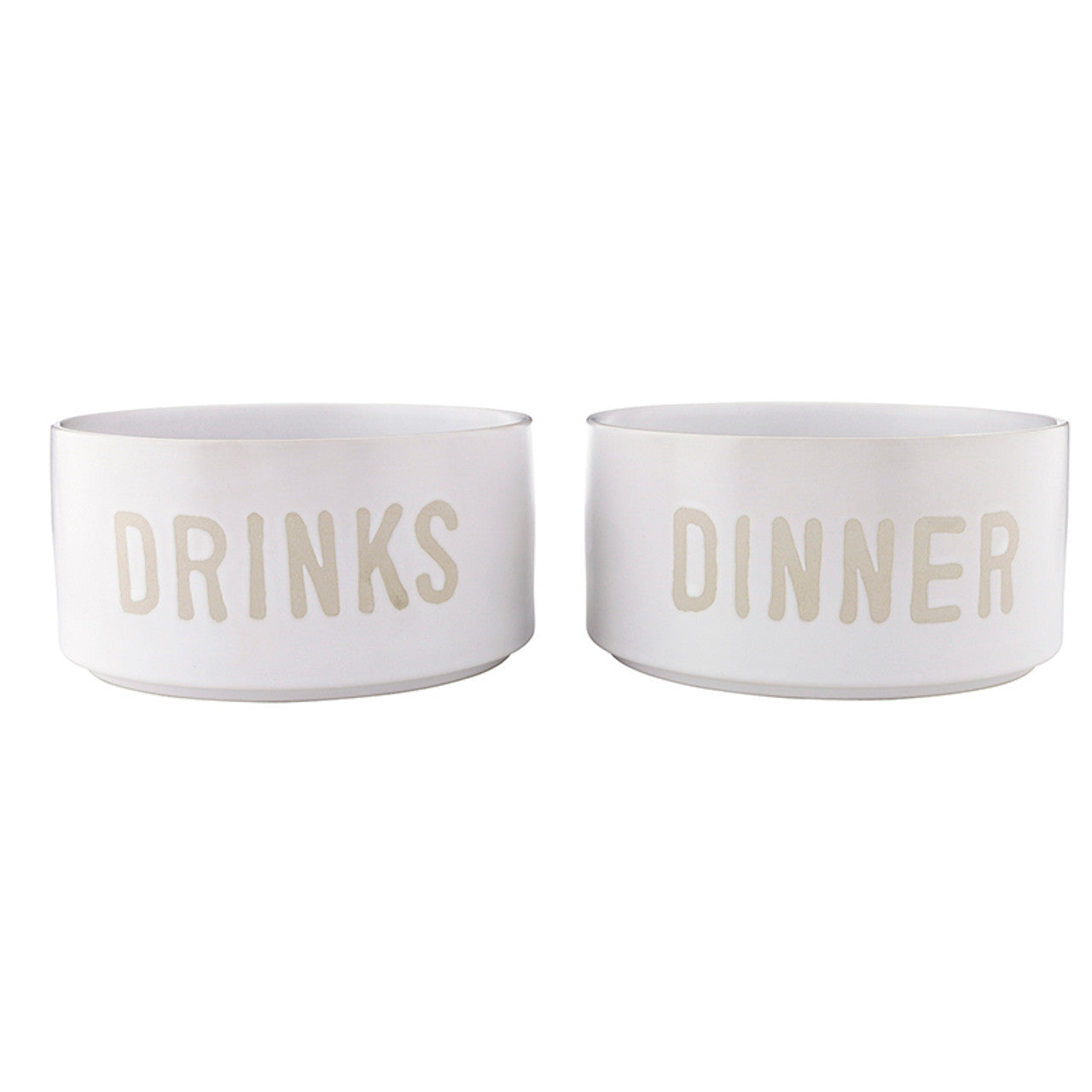 Face to Face Ceramic Stackable Pet Bowls - Dinner & Drinks - Set of 2
