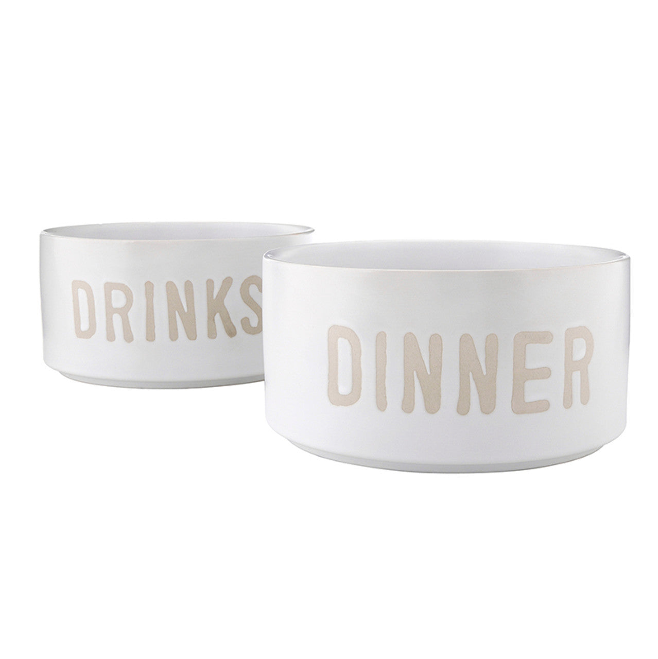 Face to Face Ceramic Stackable Pet Bowls - Dinner & Drinks - Set of 2