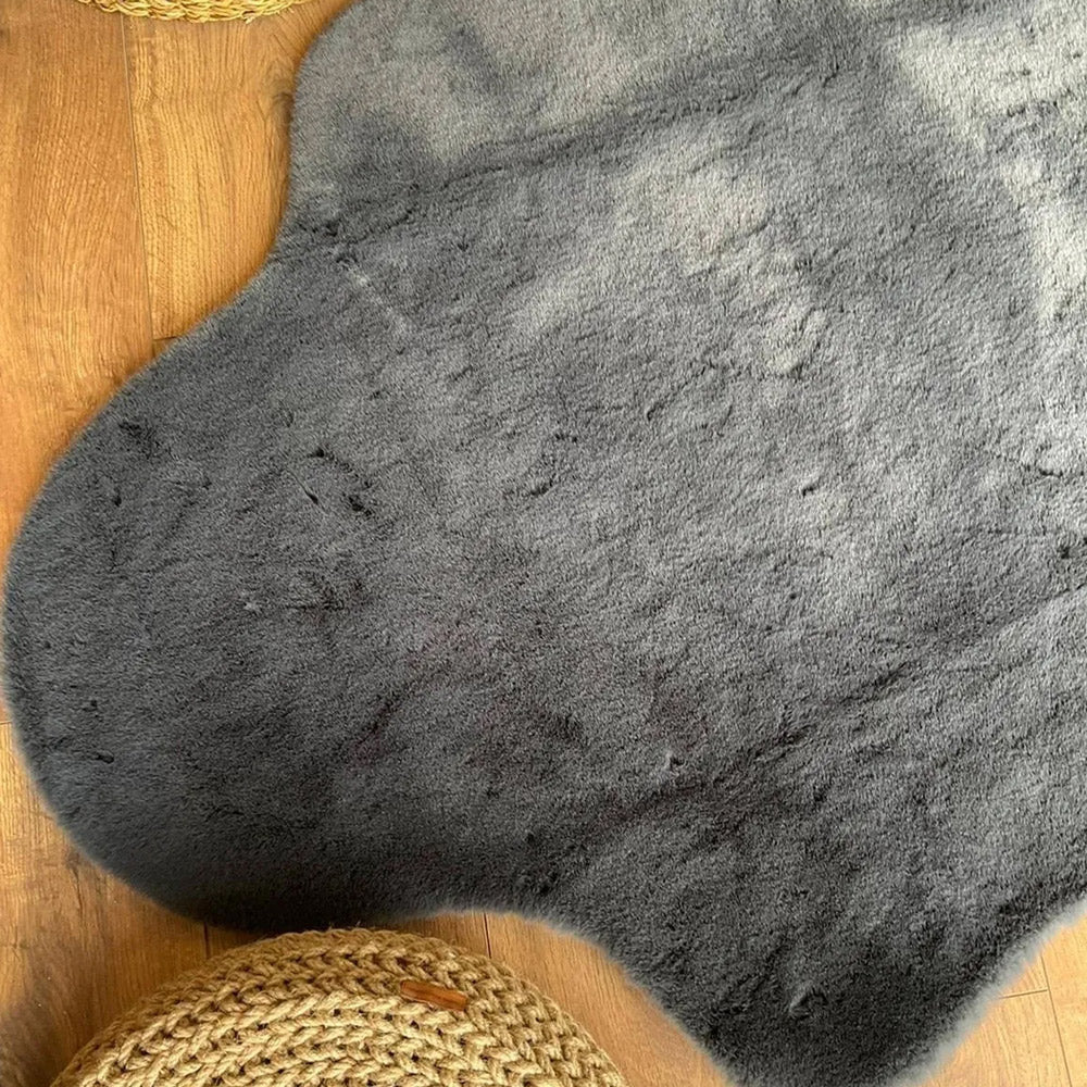 Anthracite Rabbit Plush Rug