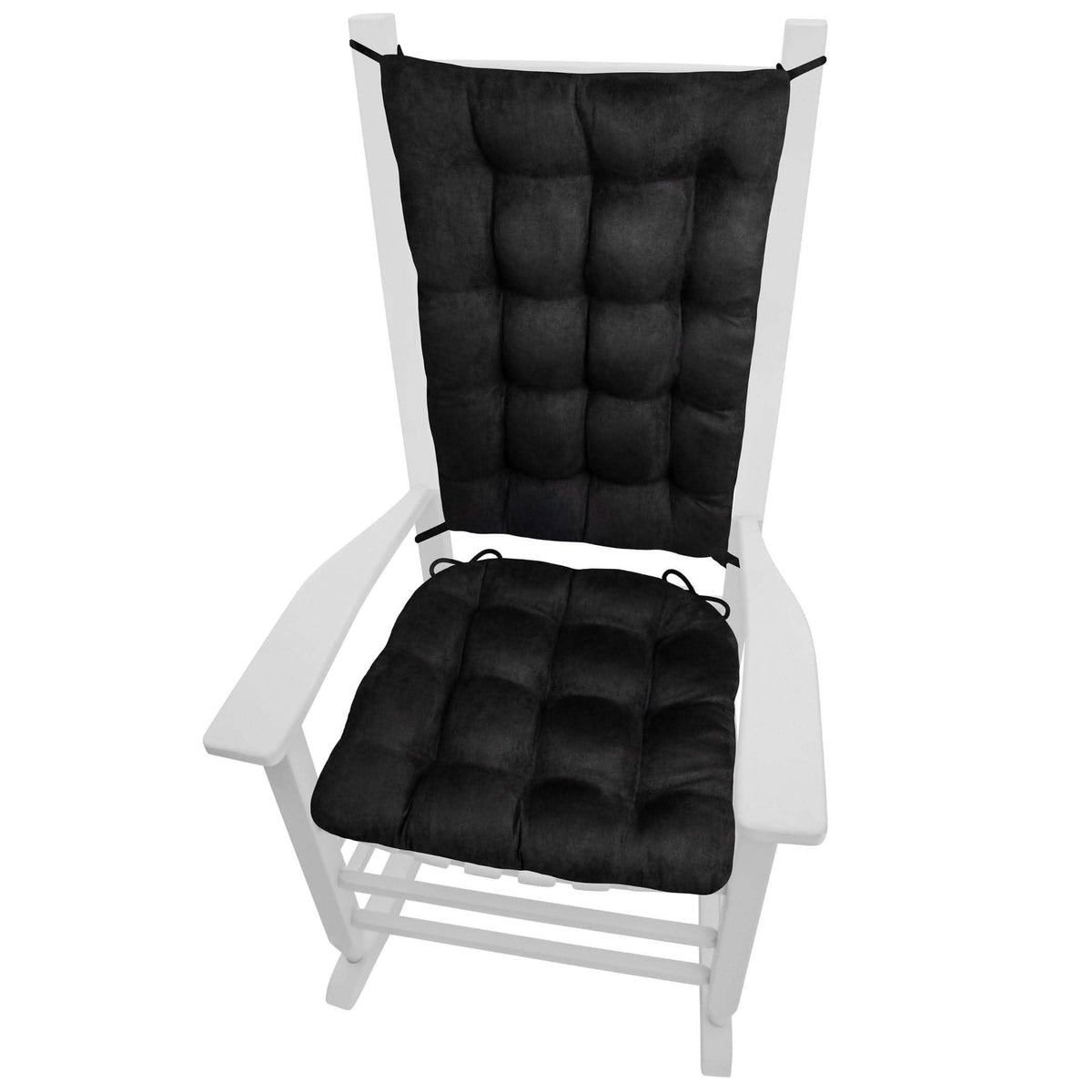 Micro-Suede Black Rocking Chair Cushions - Latex Foam Fill, Reversible