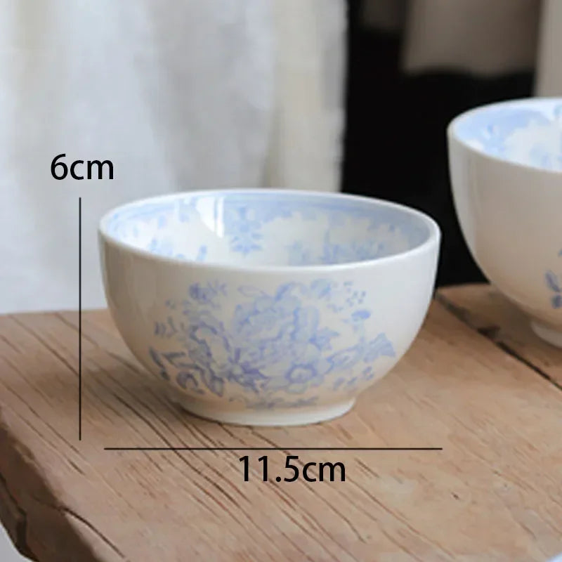 English Pastoral-Painted Peony Underglaze Ceramic Dinnerware