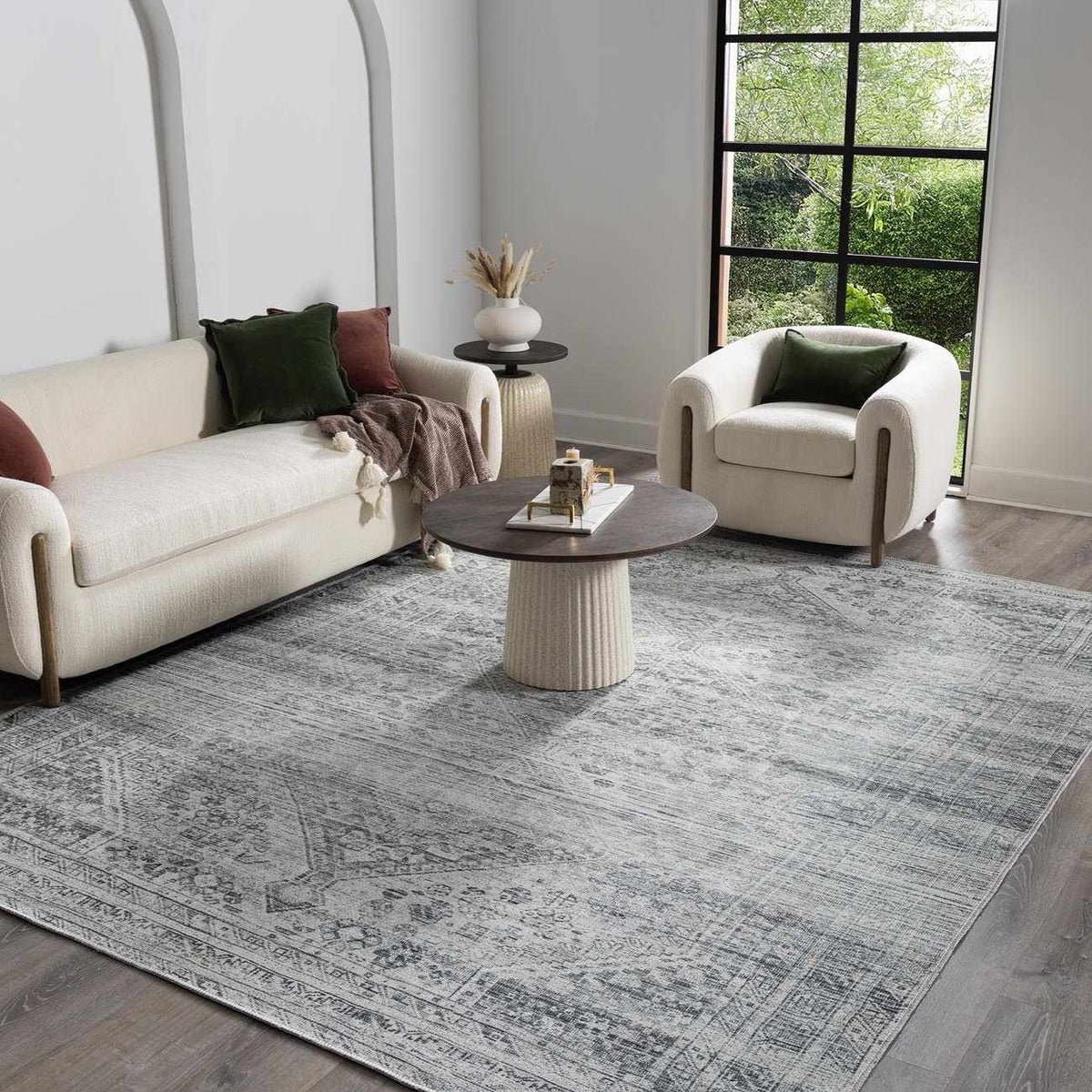 Barny Gray Blue Washable Rug