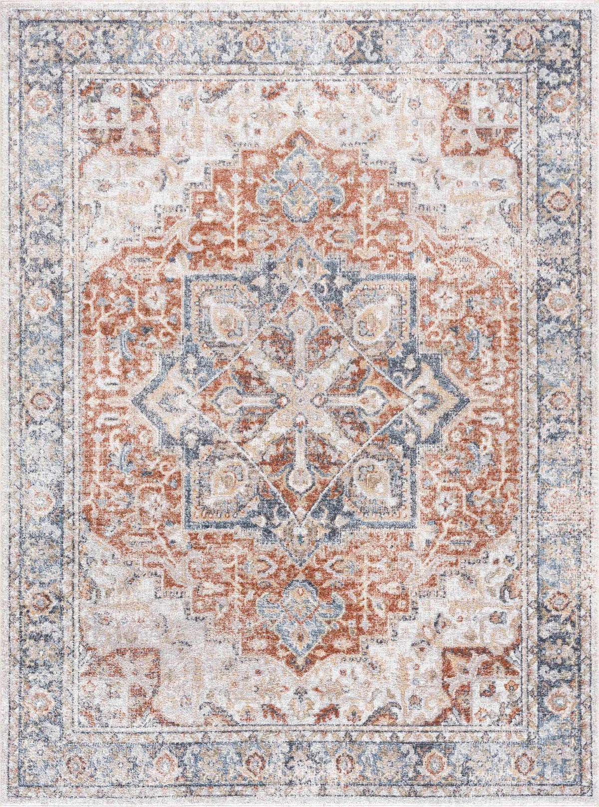 Neta Red & Blue Flat Pile Washable Rug - Clearance
