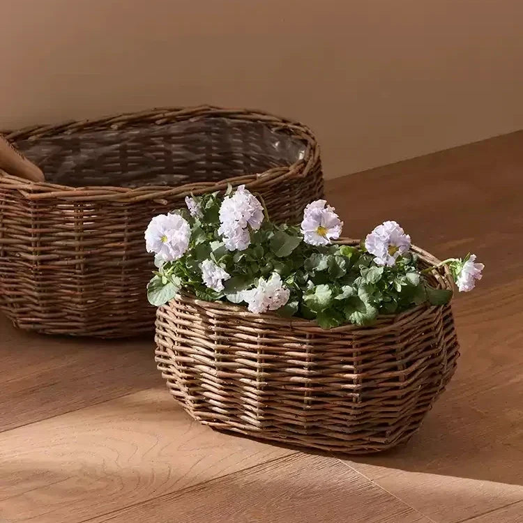 Oval Wicker Planter Basket