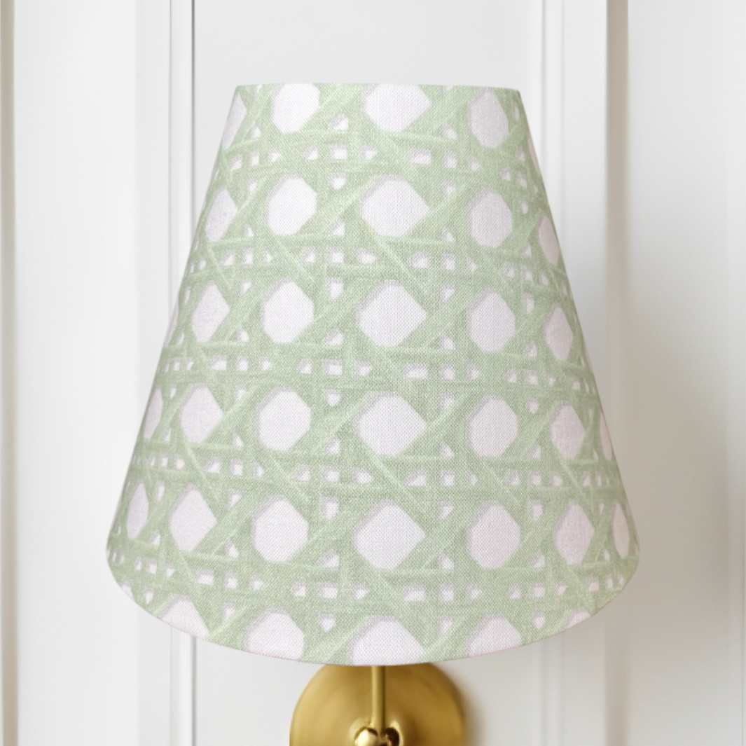 Green Rattan Sconce Shade in Sally