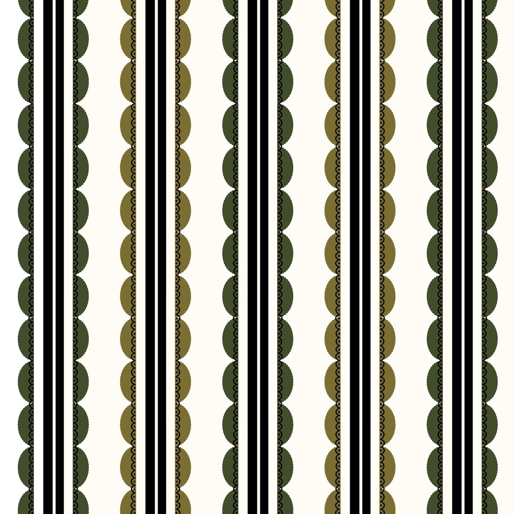 Sunday Scallop (Olive and Dark Green) Wallpaper