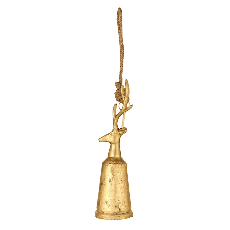 Antique Gold Reindeer Bell - Small 11"H