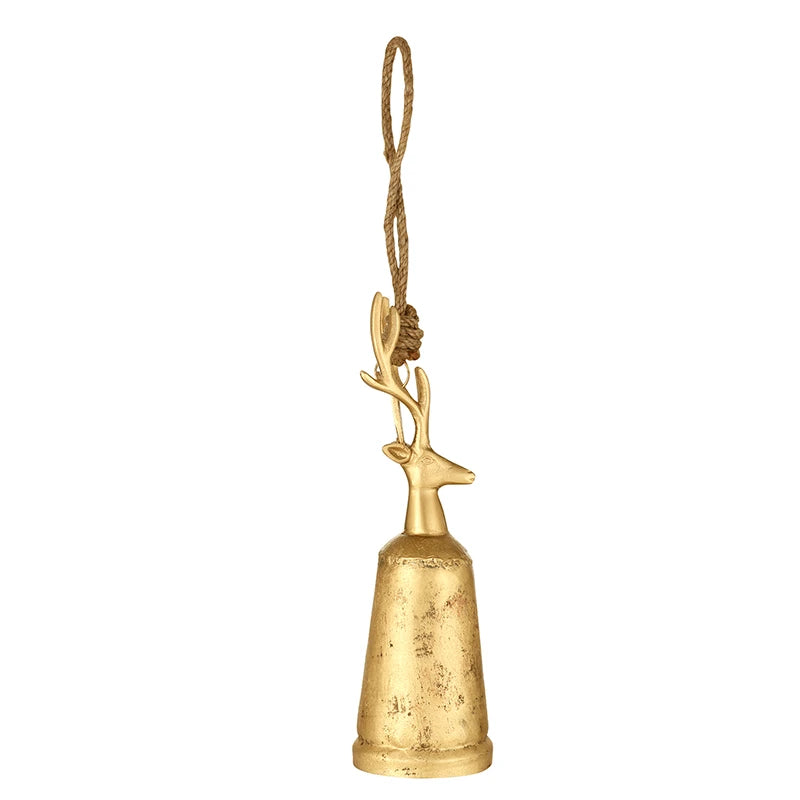 Antique Gold Reindeer Bell - Medium 12"H