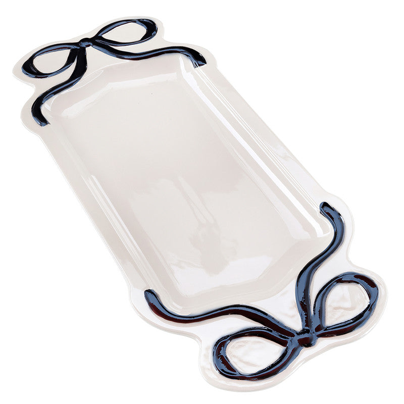 Ceramic Bow Platter - Black - Luster Finish