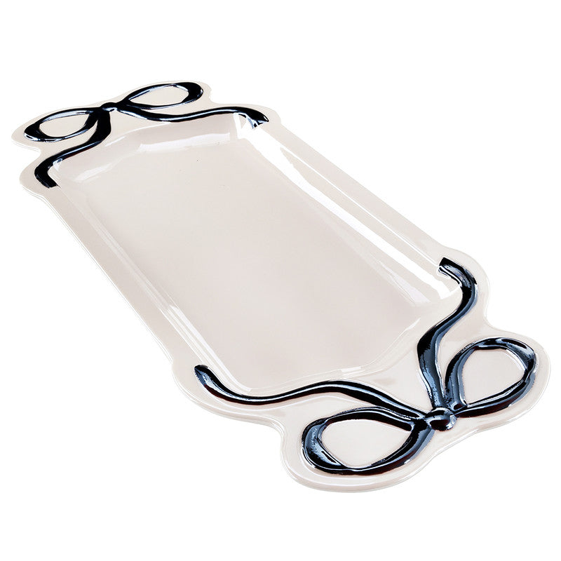 Ceramic Bow Platter - Black - Luster Finish