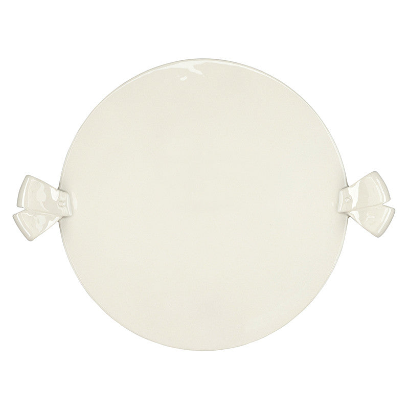 Ceramic Ribbon Handle Pedestal - Natural