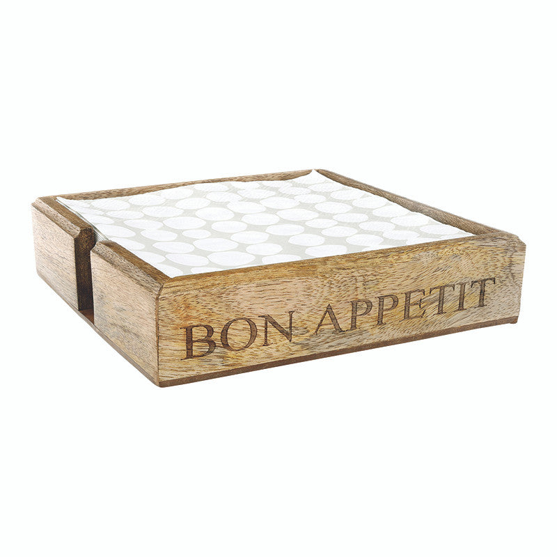 Wood Luncheon Napkin Holder - Bon Appetit