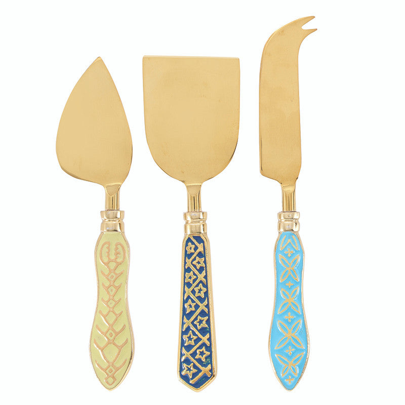Enamel Handle Cheese Knives - Set of 3
