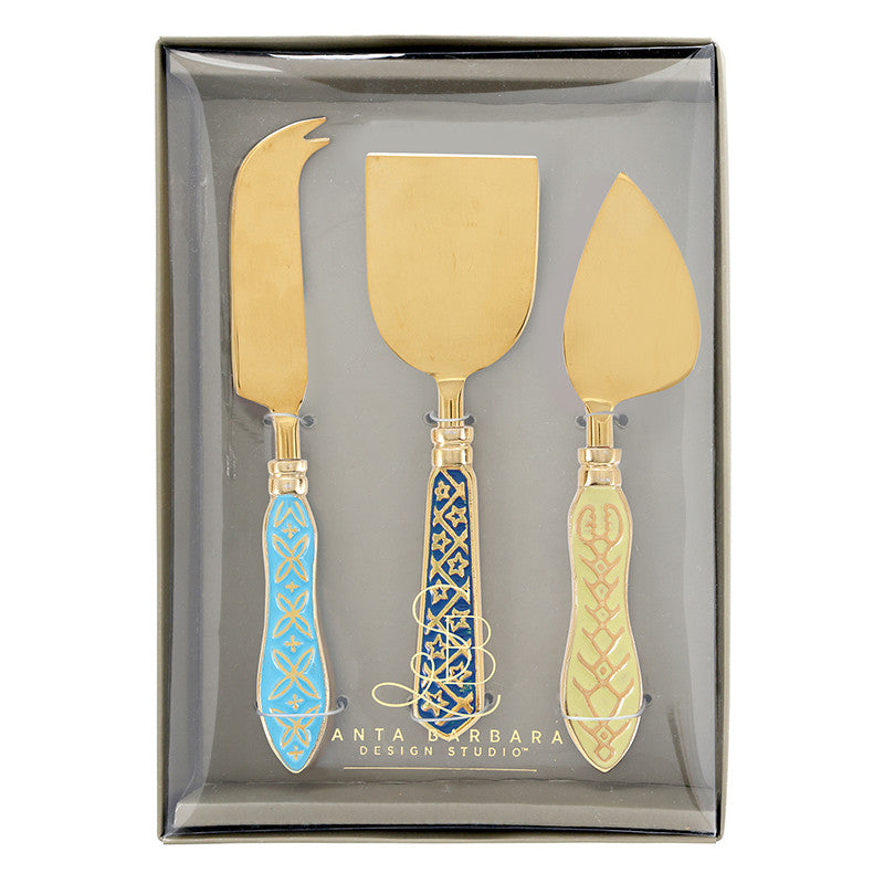 Enamel Handle Cheese Knives - Set of 3
