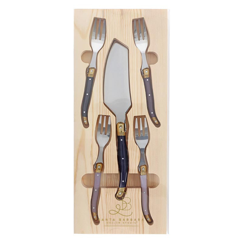 Lilac Ombre Cheese Serving Set in Wood Tray - Set of 5