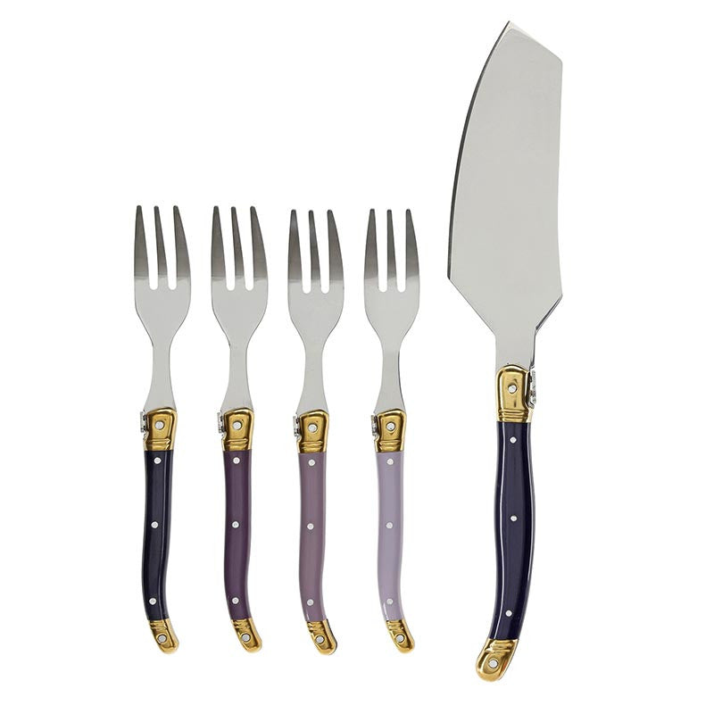 Lilac Ombre Cheese Serving Set in Wood Tray - Set of 5