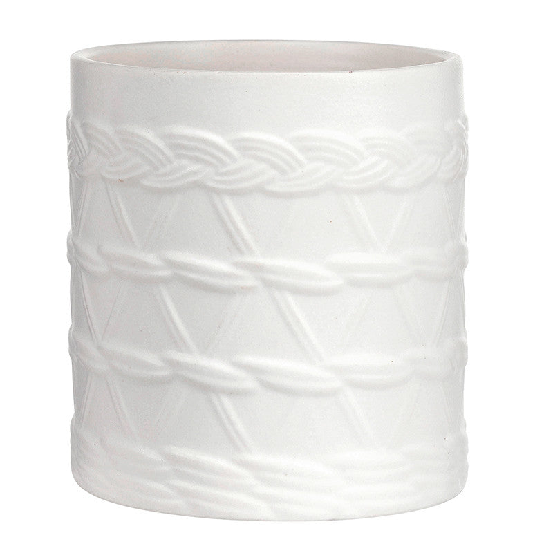 Face to Face Ceramic Embossed Vase - Rattan