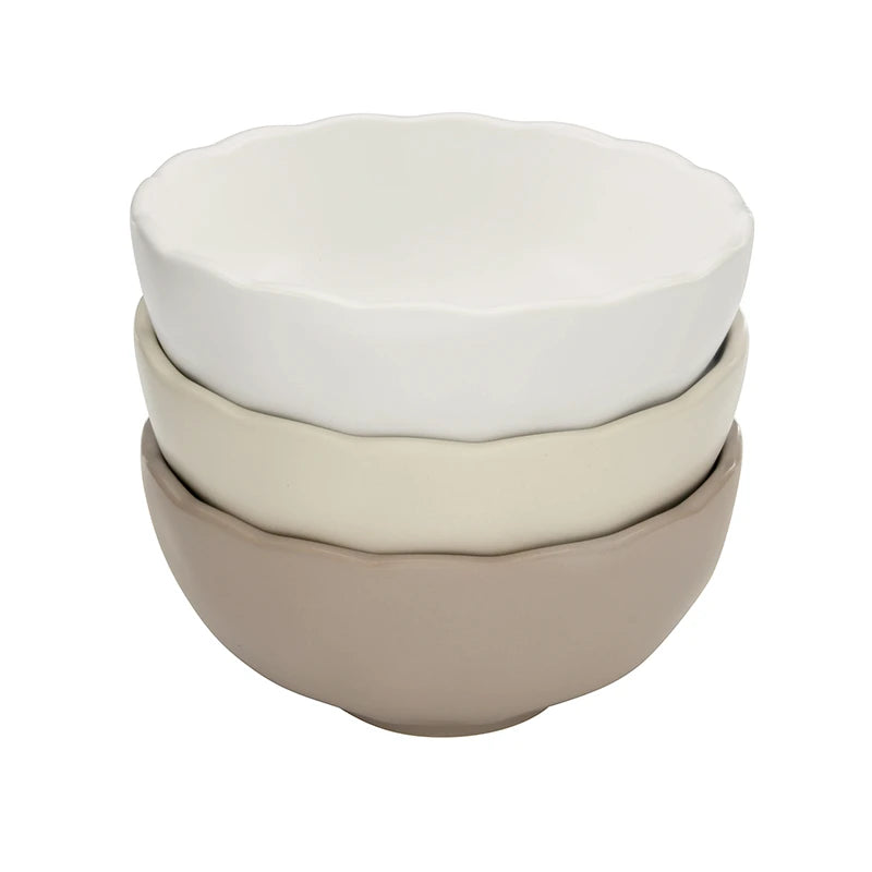 Face to Face Ceramic Dip Bowls - Scallop - Set of 3
