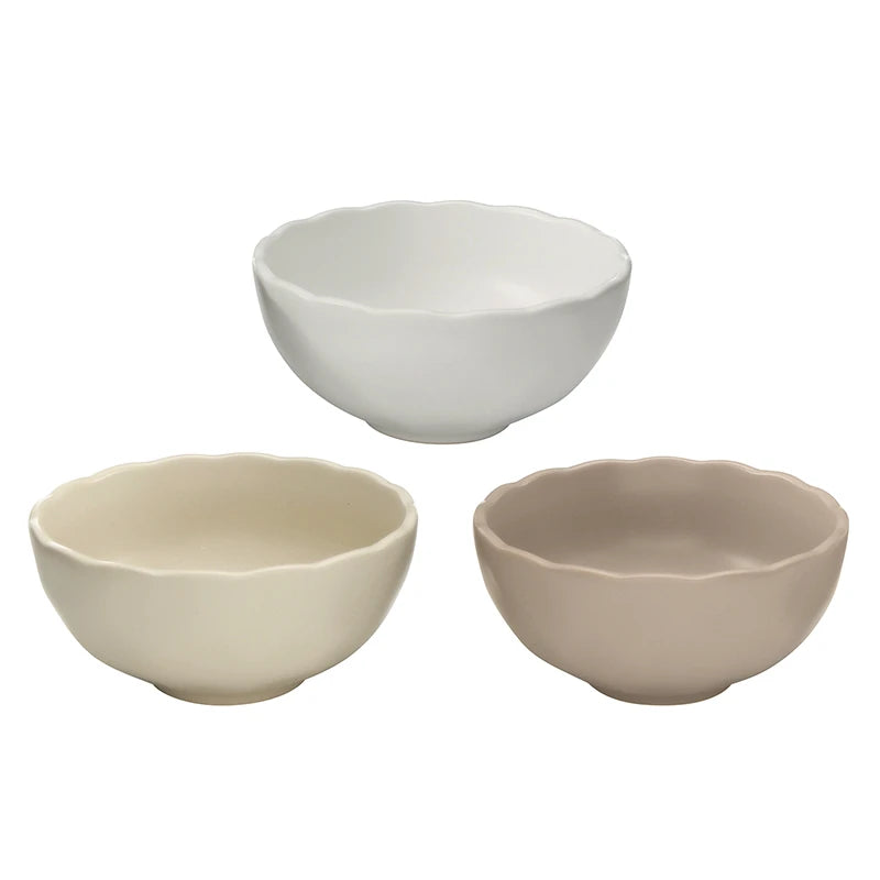 Face to Face Ceramic Dip Bowls - Scallop - Set of 3