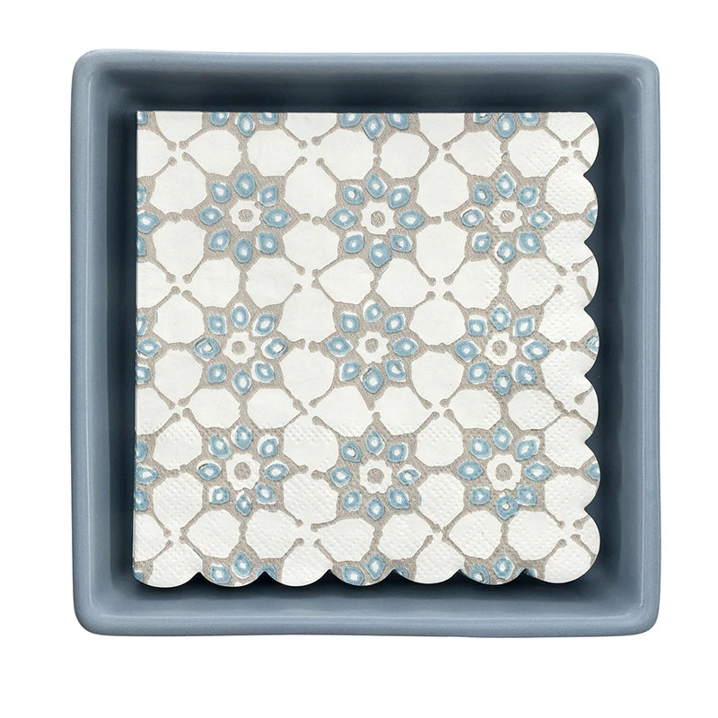 Face to Face Ceramic Tray + Napkins - Blue Tile