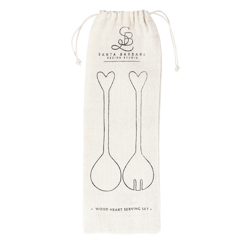 Wood Heart Salad Servers