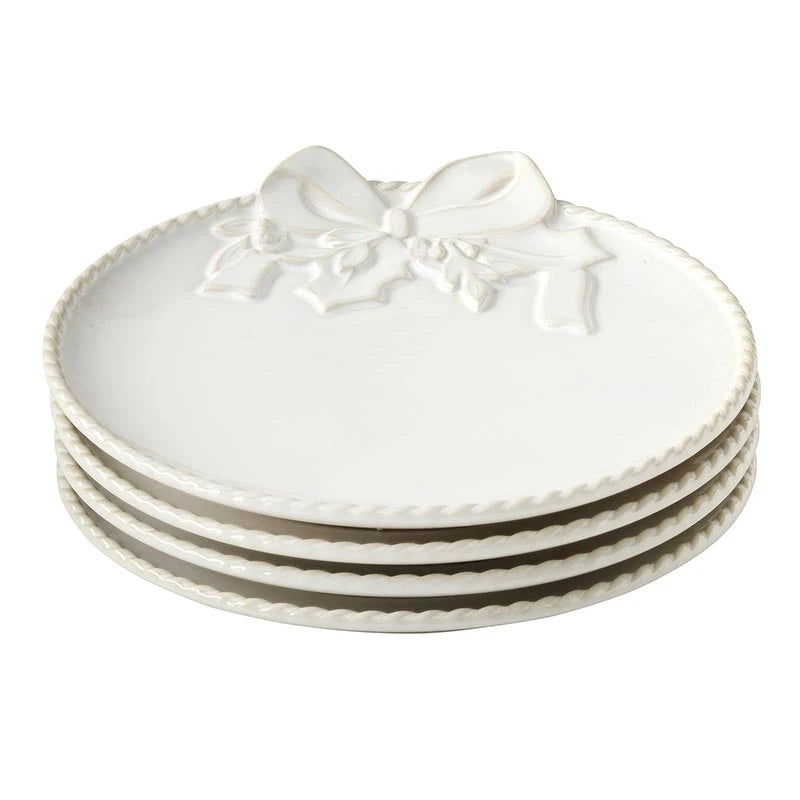 Ceramic Wreath Appetizer Plates - Set of 4