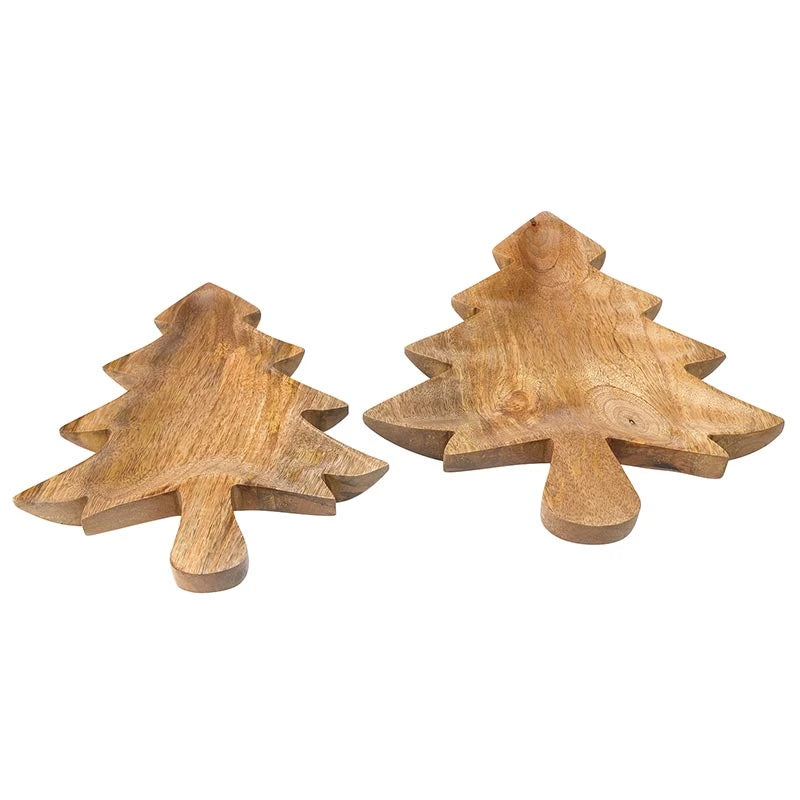 Face to Face Carved Tree Wood Bowl - Set of 2