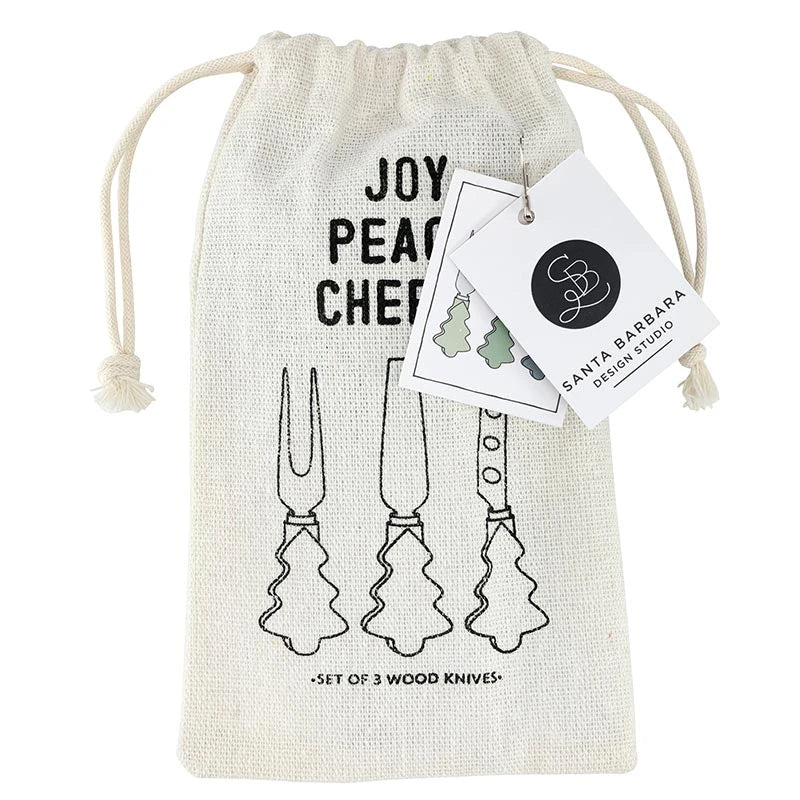 Face to Face Tree Handle Knives - Set of 3 - Peace Love Joy