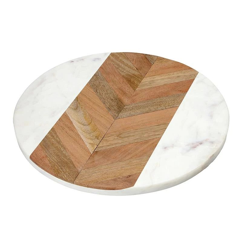 Face to Face Wood Herringbone + Marble Board