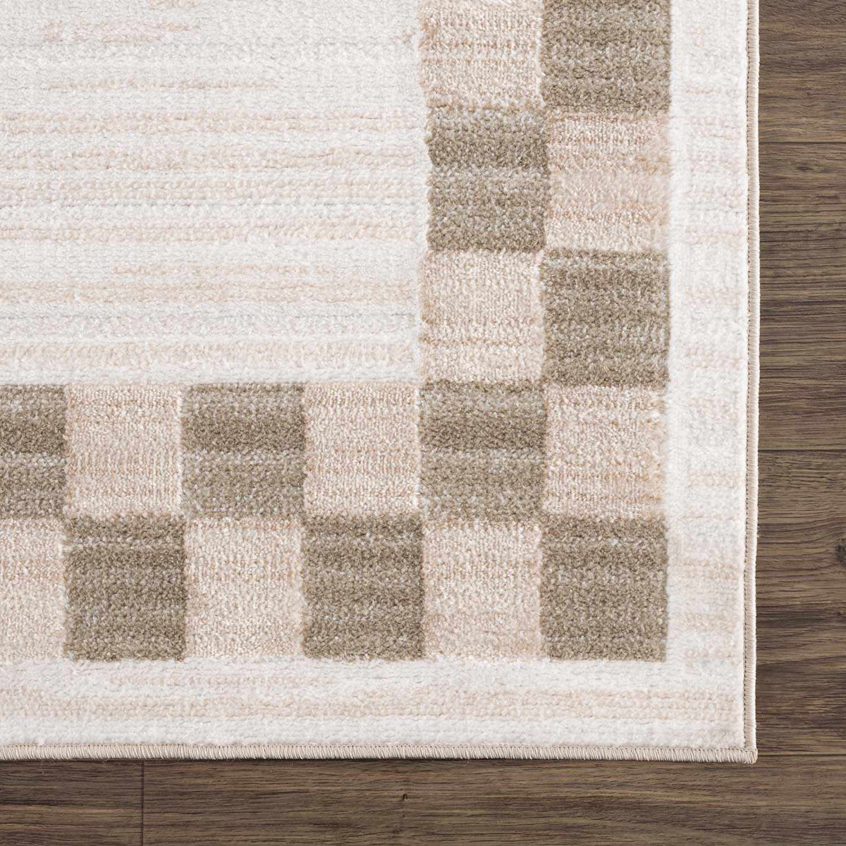 Azrika Beige Checkered Washable Rug - Clearance